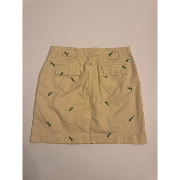 J. Crew Women's Yellow Lizard Embroidered Skirt 100% Cotton Size 6 - Picture 4 of 4